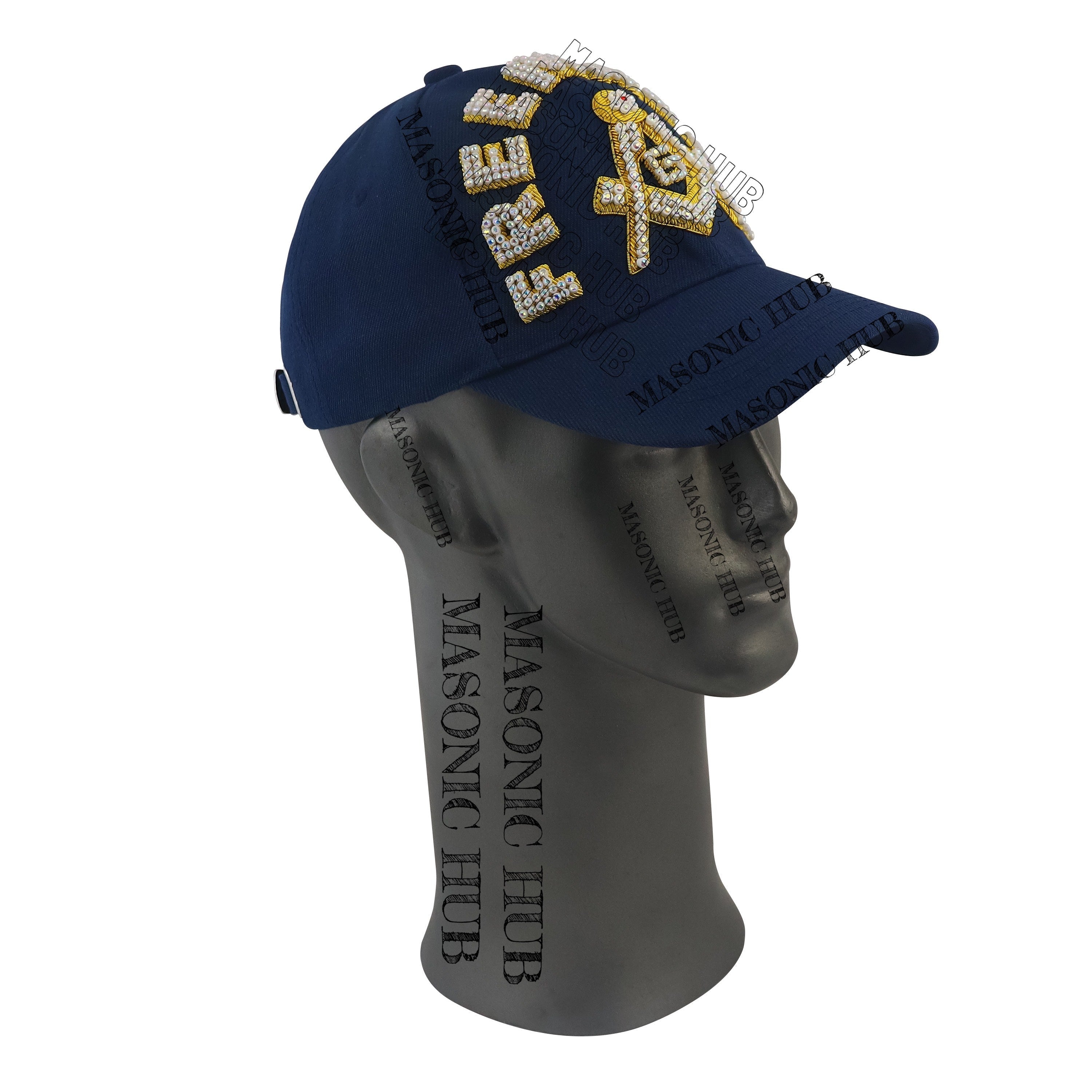 Masonic Freemason Navy Blue Handmade Cap – Bullion Embroidered Compass & Square My Store