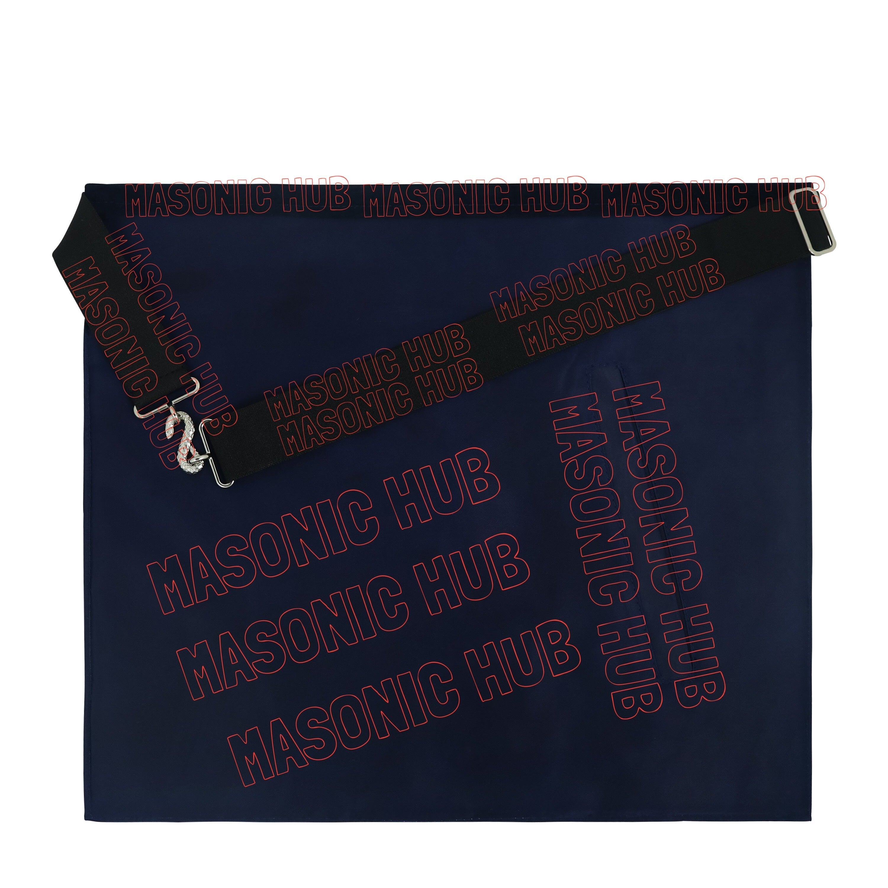 Masonic Past Master Mason Lambskin Compass and Quadrant Apron - Navy Blue Velvet My Store