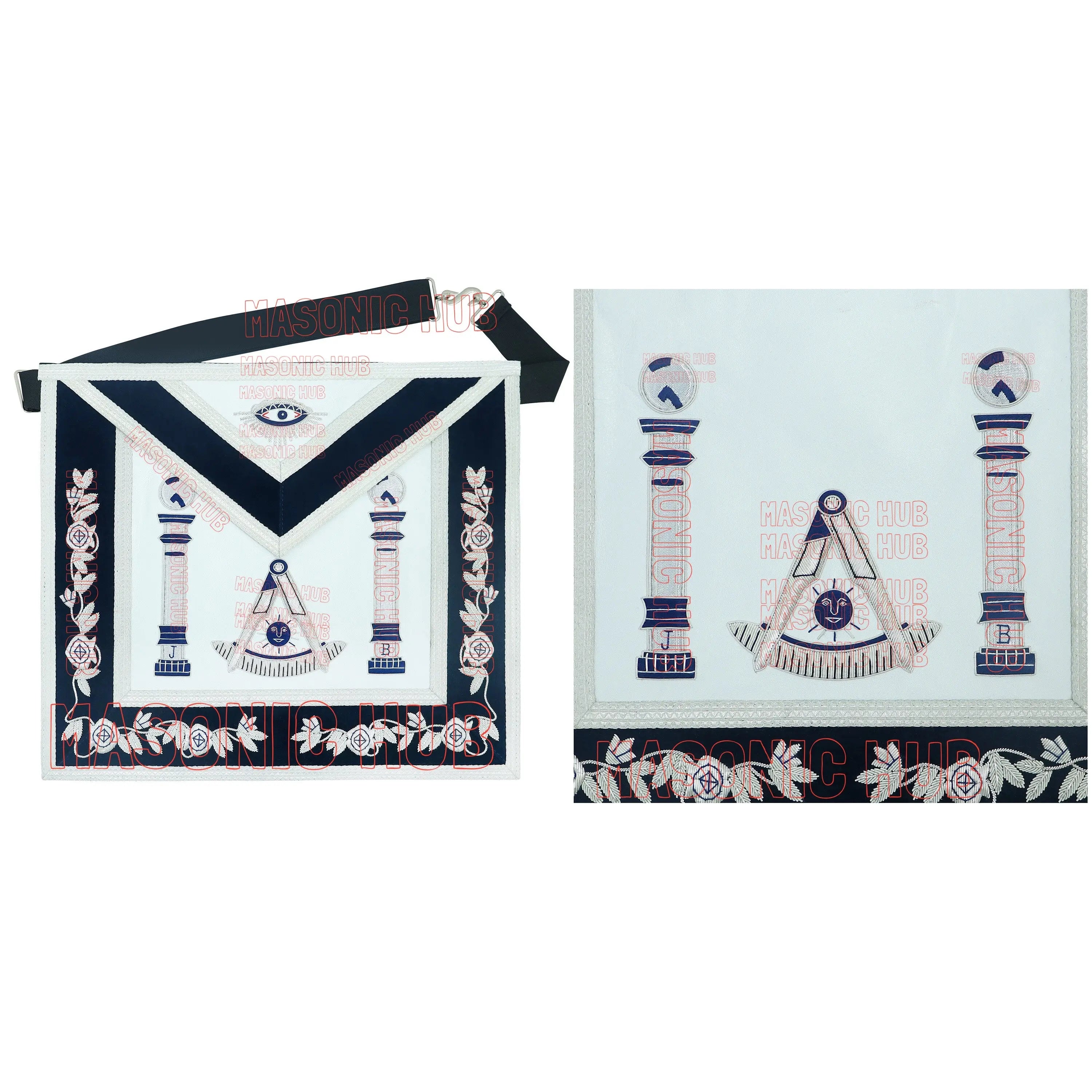Masonic Past Master Mason Lambskin Apron – Handcrafted with Bullion Embroidery Masonic Hub