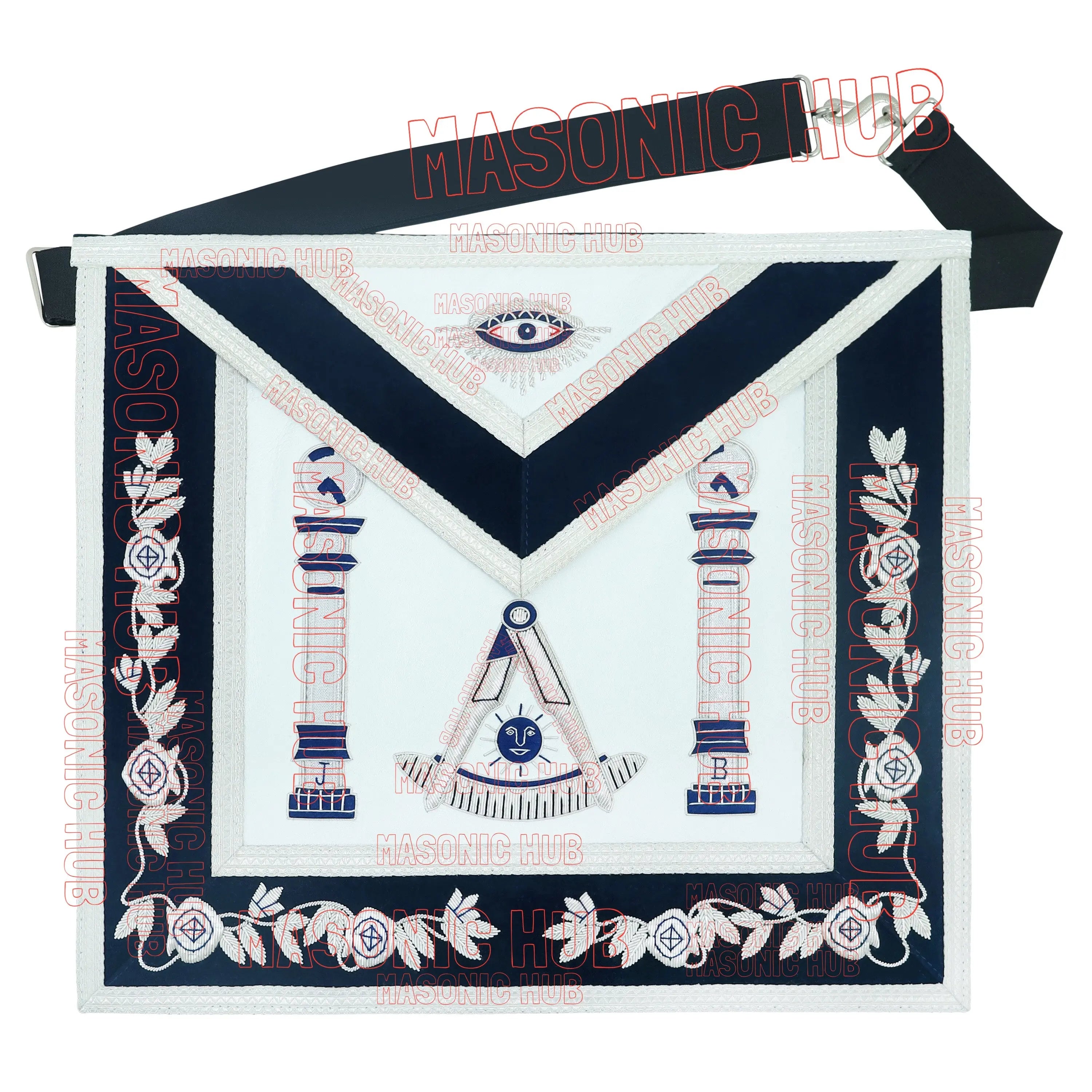 Masonic Past Master Mason Lambskin Apron – Handcrafted with Bullion Embroidery Masonic Hub