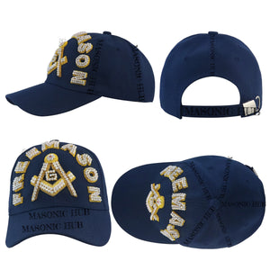 Masonic Freemason Navy Blue Handmade Cap – Bullion Embroidered Compass & Square My Store