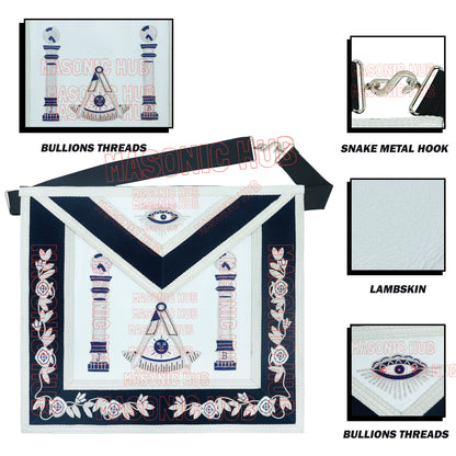 Masonic Past Master Mason Lambskin Apron – Handcrafted with Bullion Embroidery