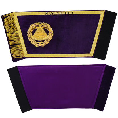 Masonic Grand Master Apron Set – Sheepskin Leather, Gold Bullion Embroidery + Chain Collar, Jewel & Gauntlet Cuffs