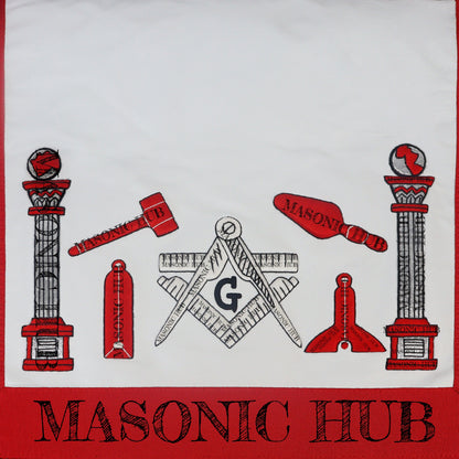 Handcrafted Lambskin Masonic Master Mason Working Tools Apron with Red Fringe