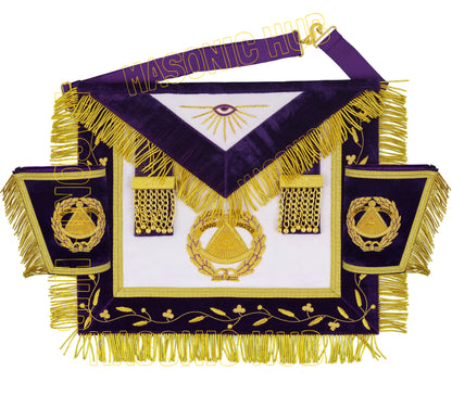 Masonic Grand Master Apron Set – Genuine Sheepskin Leather, Gold Bullion Embroidery + Matching Cuffs