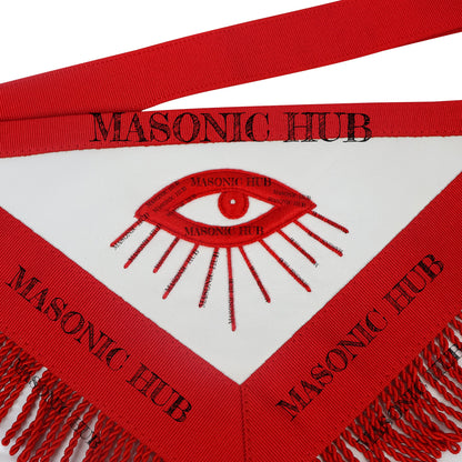 Handcrafted Lambskin Masonic Master Mason Working Tools Apron with Red Fringe