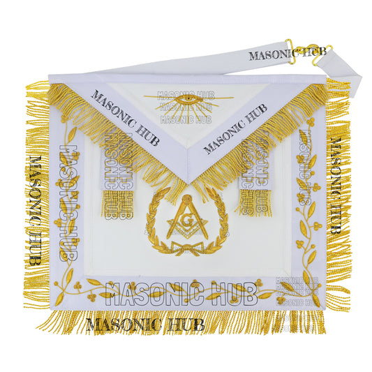 Handmade Masonic Master Mason Apron – 100% Lambskin & Gold Bullion Embroidery