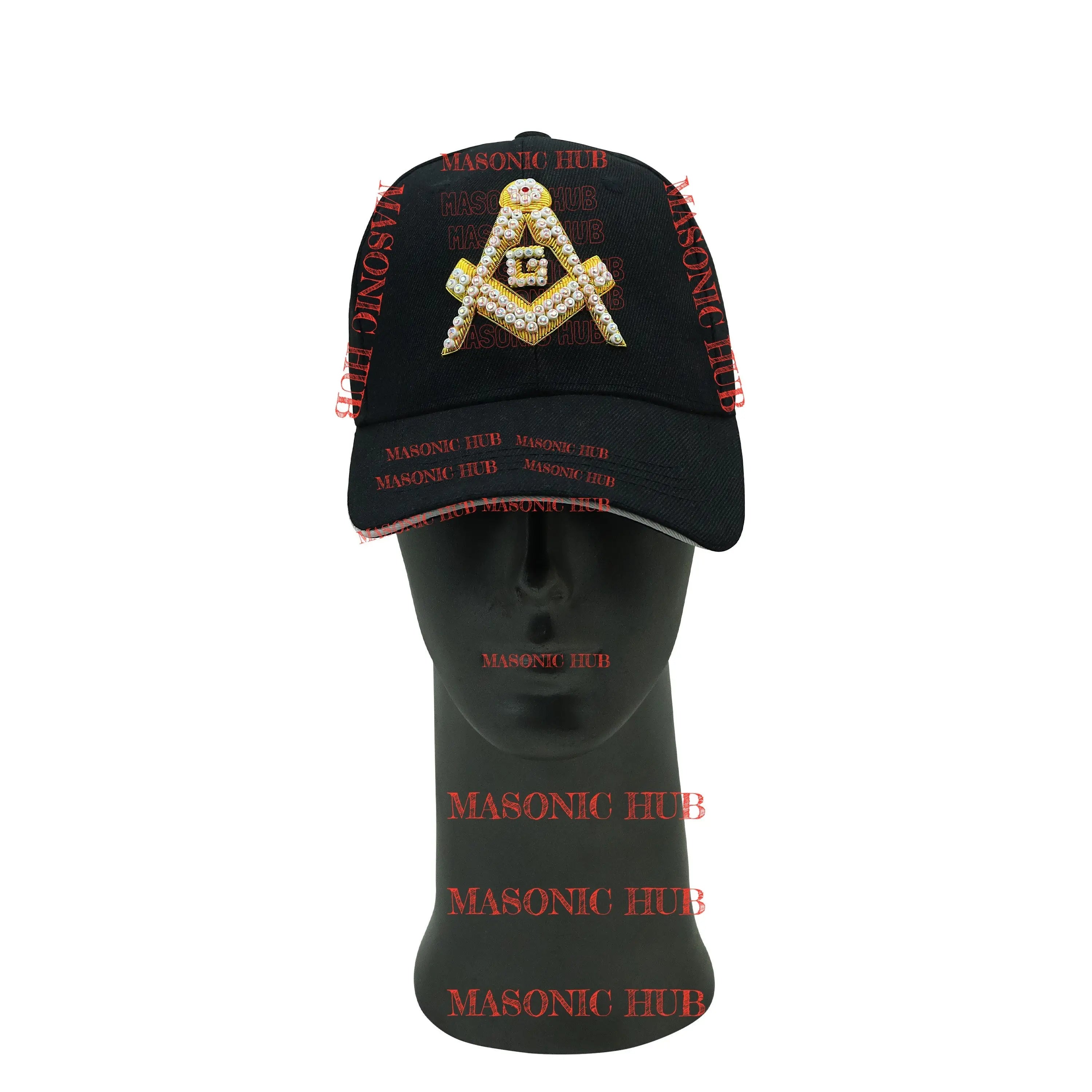 Handmade Masonic Compass & Square Baseball Cap – Bullion Embroidery & Rhinestone My Store