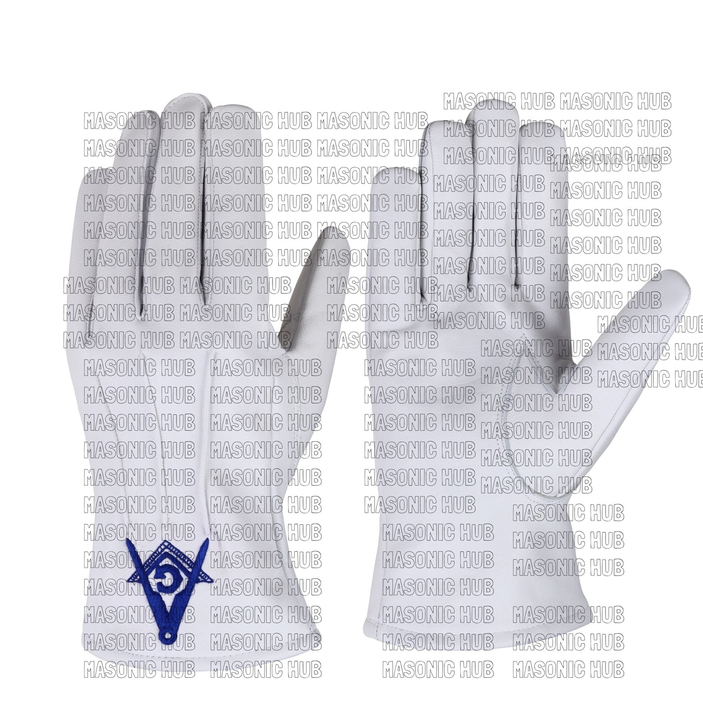 Master Mason White Leather Gloves – Square & Compass “G” Embroidered | Blue Lodge Masonic Regalia