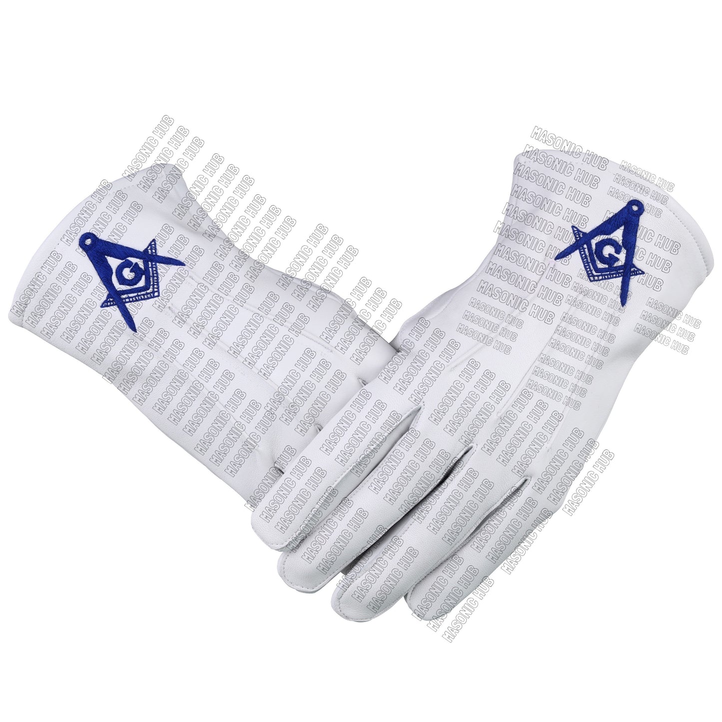 Master Mason White Leather Gloves – Square & Compass “G” Embroidered | Blue Lodge Masonic Regalia