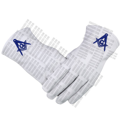 Master Mason White Leather Gloves – Square & Compass “G” Embroidered | Blue Lodge Masonic Regalia