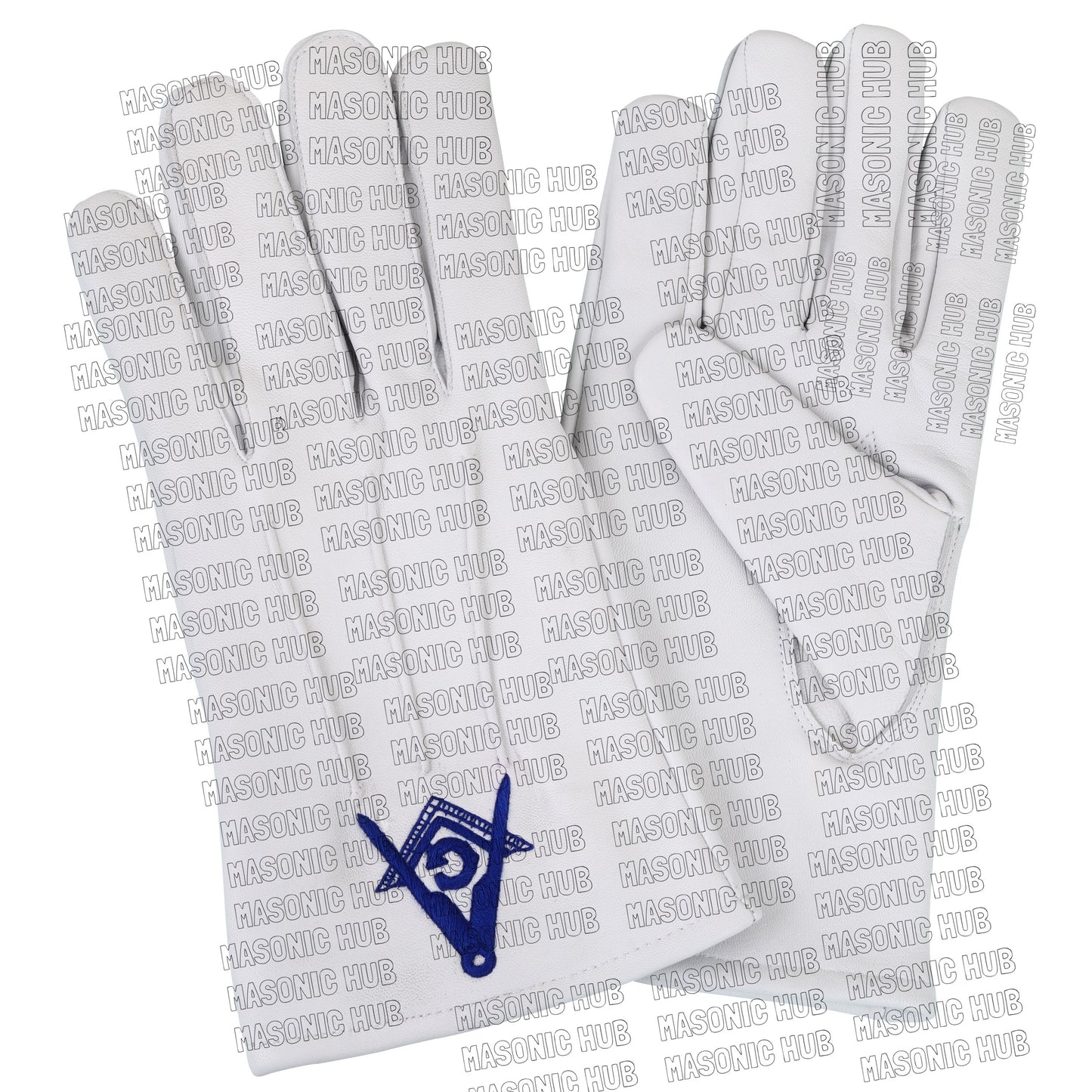 Master Mason White Leather Gloves – Square & Compass “G” Embroidered | Blue Lodge Masonic Regalia