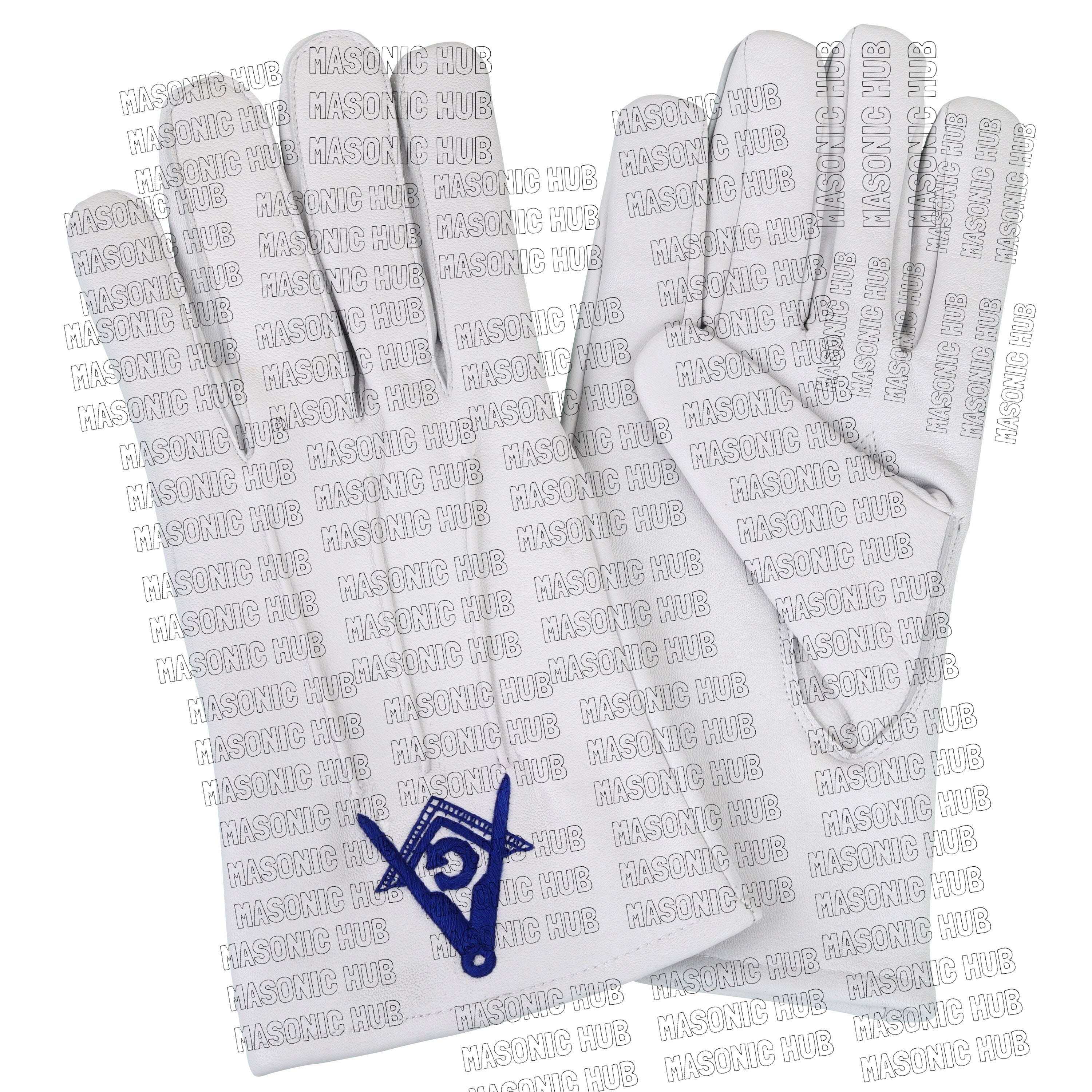 Master Mason White Leather Gloves – Square & Compass “G” Embroidered | Blue Lodge Masonic Regalia Masonic Hub