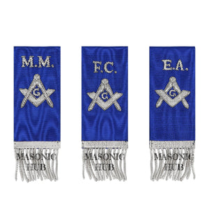 Masonic Bible Markers – Hand-Embroidered Royal Blue Ribbon with Silver Bullion Threads Masonic Hub