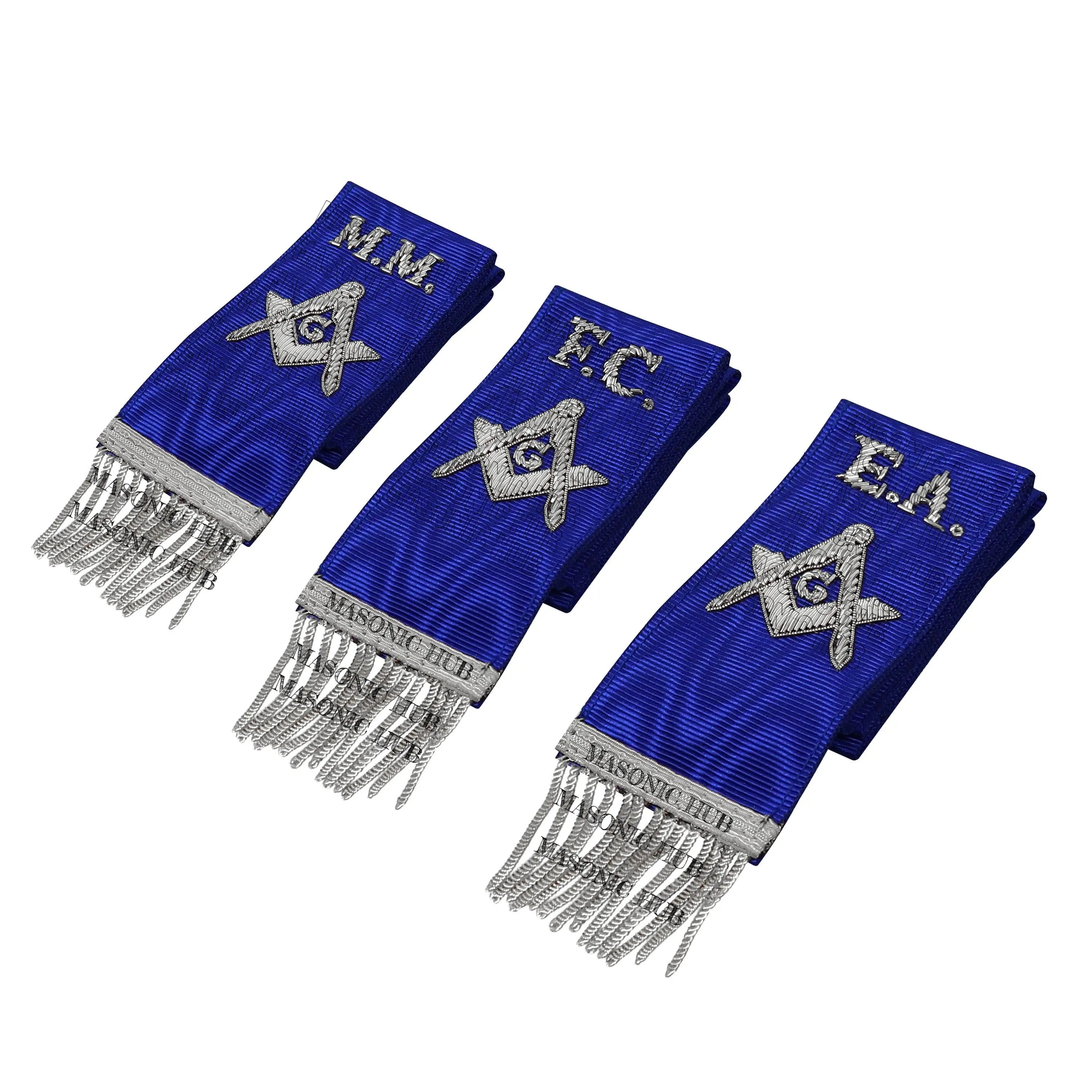 Masonic Bible Markers – Hand-Embroidered Royal Blue Ribbon with Silver Bullion Threads Masonic Hub
