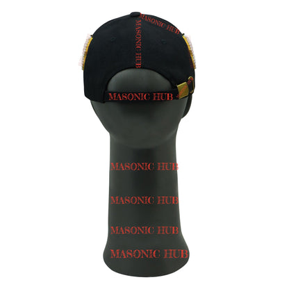 Masonic Shriner Black Cap – Handcrafted with Star Emblem, Rhinestones & Bullion