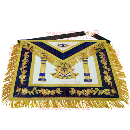 Gold Hand Bullion Past Master Embroidery 100% Lambskin Aprons Past Master- GOLD FRINGE