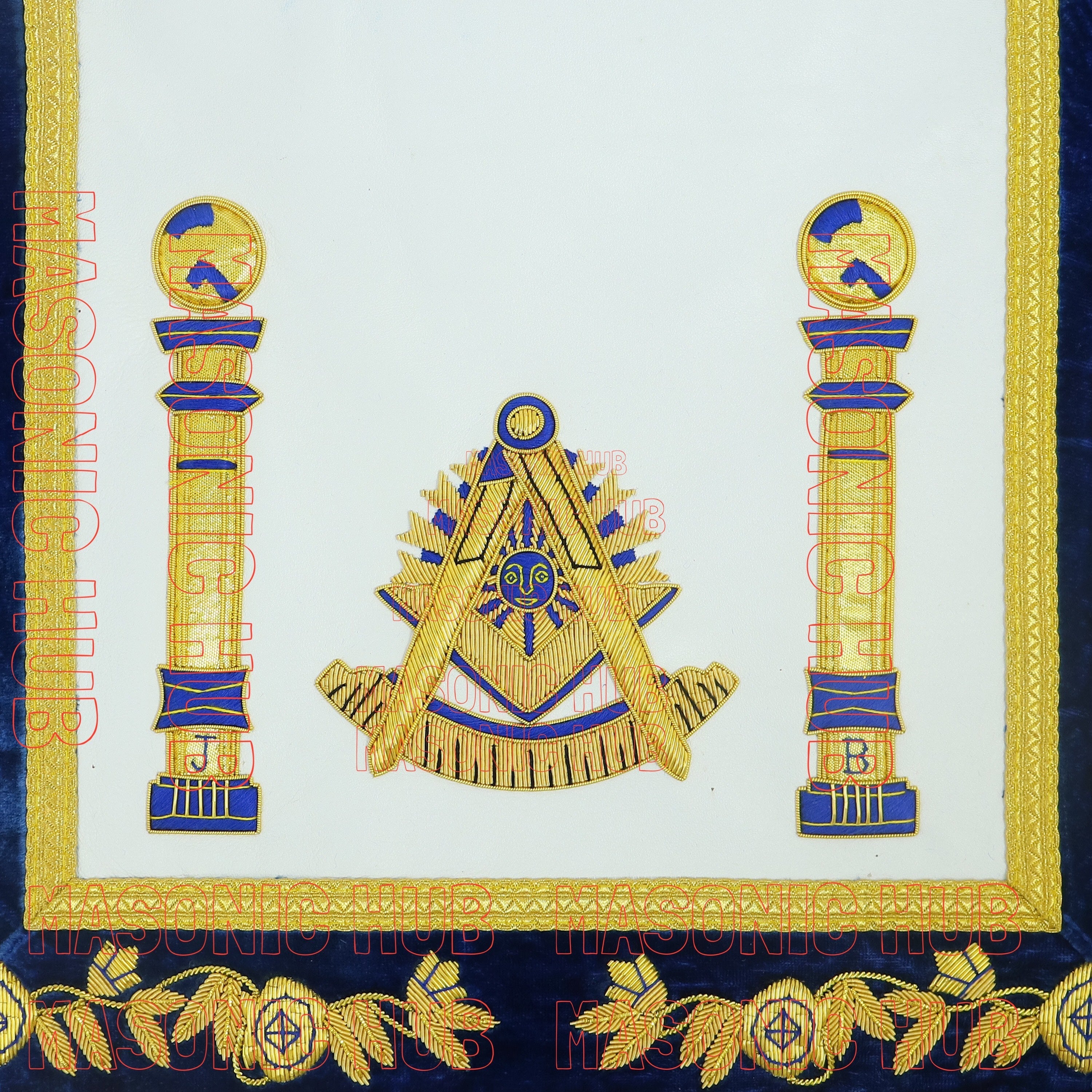Gold Hand Bullion Past Master Embroidery 100% Lambskin Aprons Past Master- GOLD FRINGE My Store