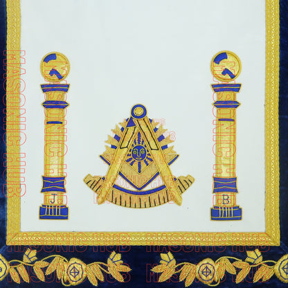Gold Hand Bullion Past Master Embroidery 100% Lambskin Aprons Past Master- GOLD FRINGE