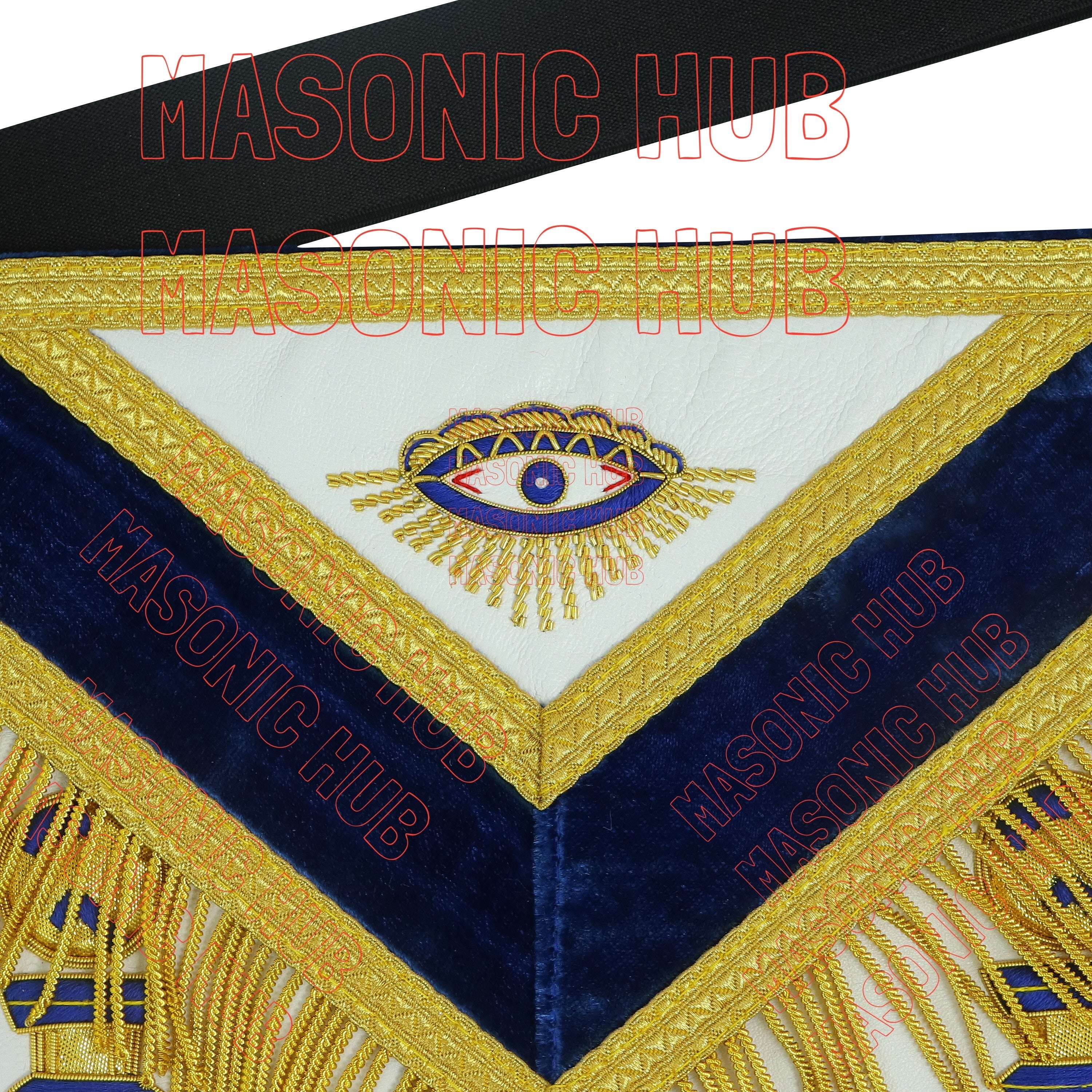 Gold Hand Bullion Past Master Embroidery 100% Lambskin Aprons Past Master- GOLD FRINGE My Store