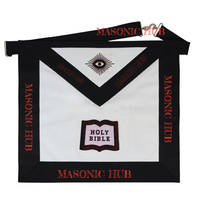Handmade Masonic Funeral Apron – Lambskin &amp; Silk Embroidery – Blue Lodge Officer