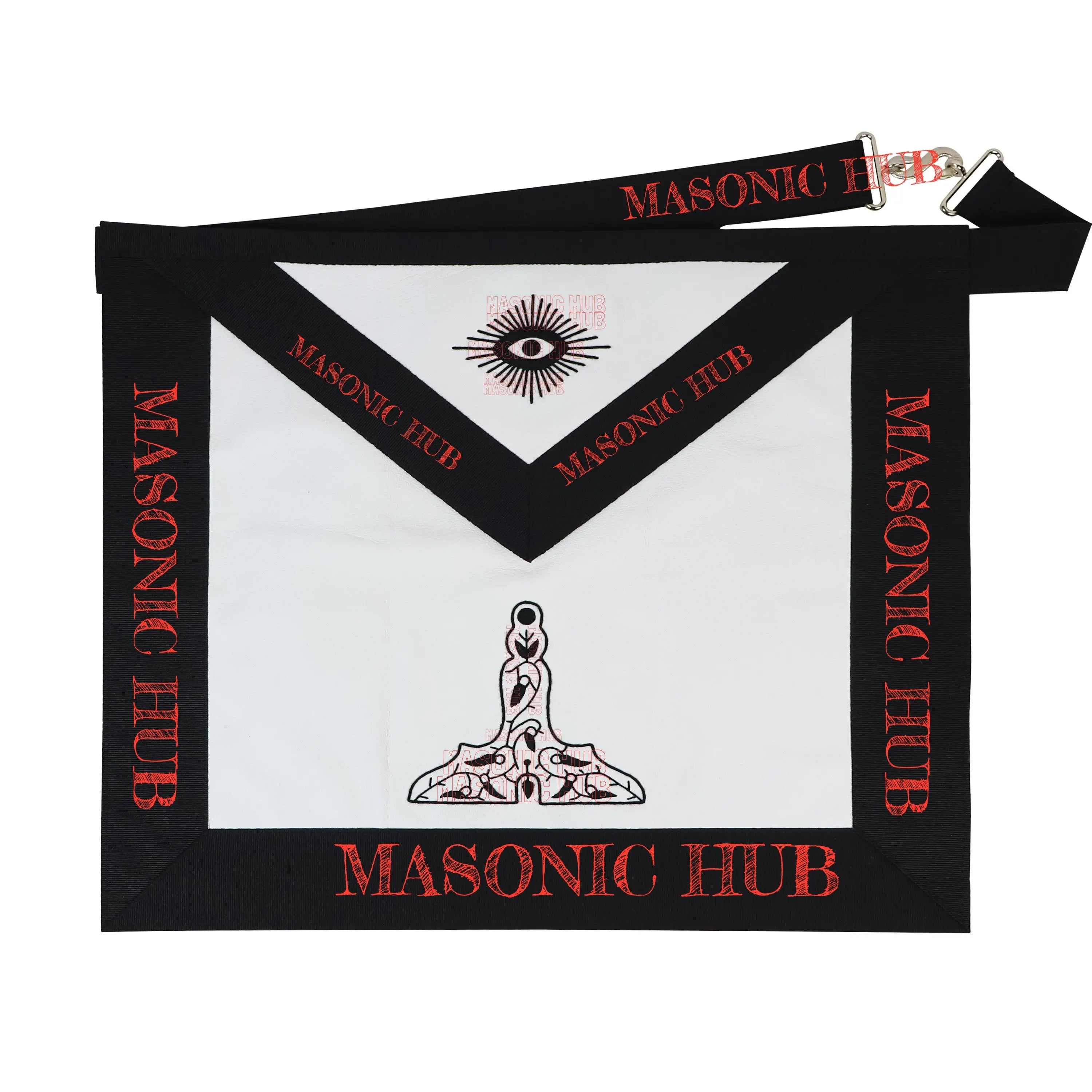 Handmade Masonic Funeral Apron – Lambskin &amp; Silk Embroidery – Blue Lodge Officer Masonic Hub