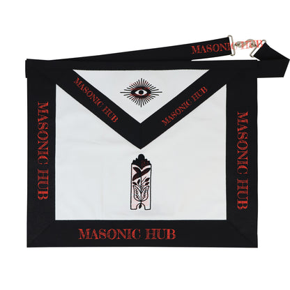 Handmade Masonic Funeral Apron – Lambskin &amp; Silk Embroidery – Blue Lodge Officer