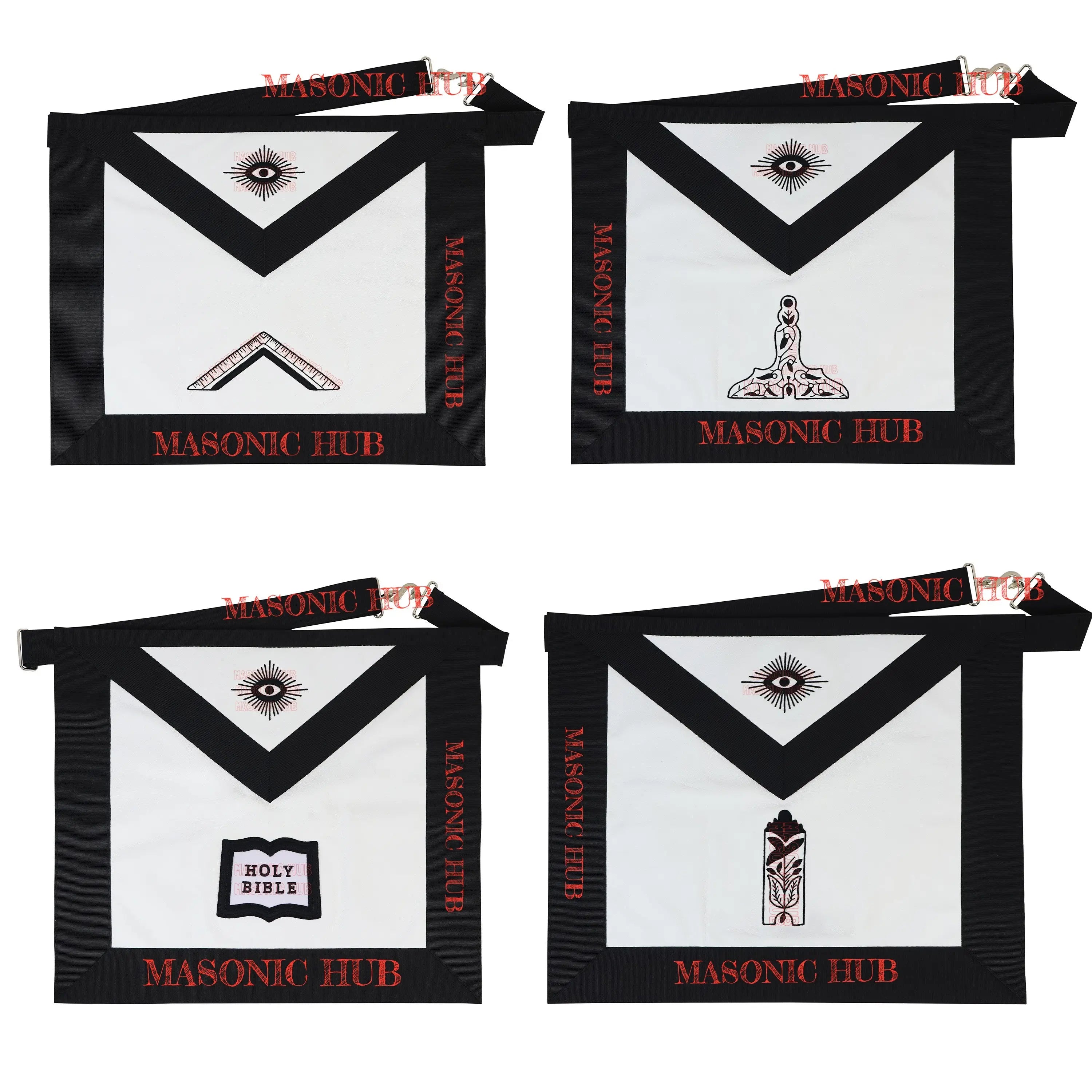Handmade Masonic Funeral Apron – Lambskin &amp; Silk Embroidery – Blue Lodge Officer Masonic Hub