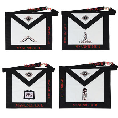 Handmade Masonic Funeral Apron – Lambskin &amp; Silk Embroidery – Blue Lodge Officer