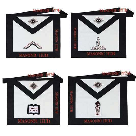 Handmade Masonic Funeral Apron – Lambskin &amp; Silk Embroidery – Blue Lodge Officer