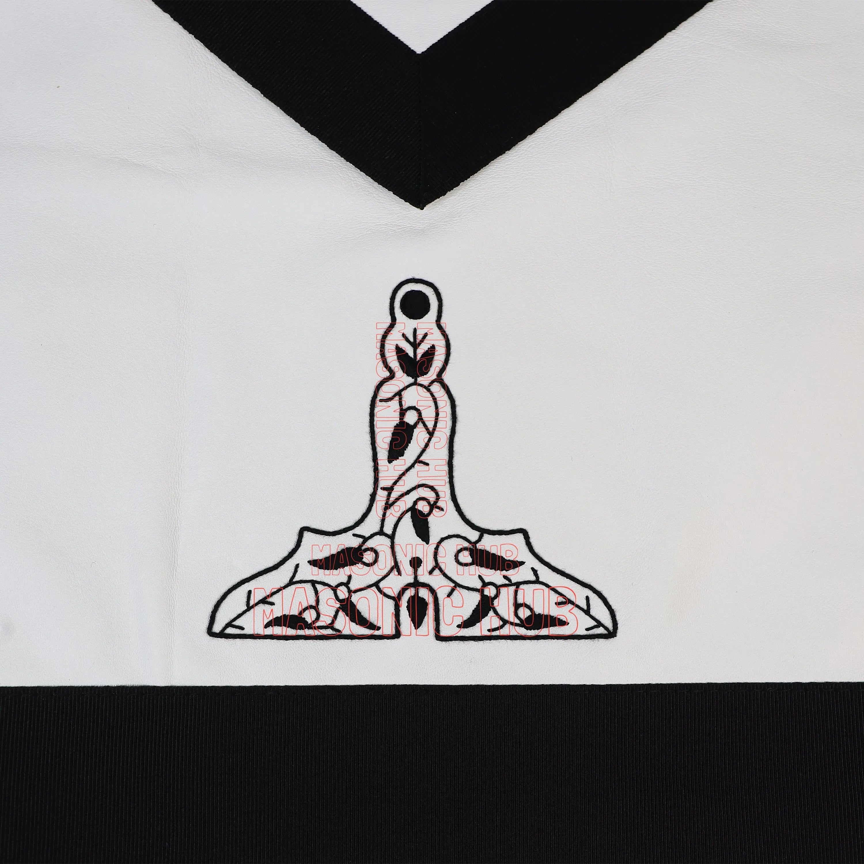 Handmade Masonic Funeral Apron – Lambskin &amp; Silk Embroidery – Blue Lodge Officer Masonic Hub
