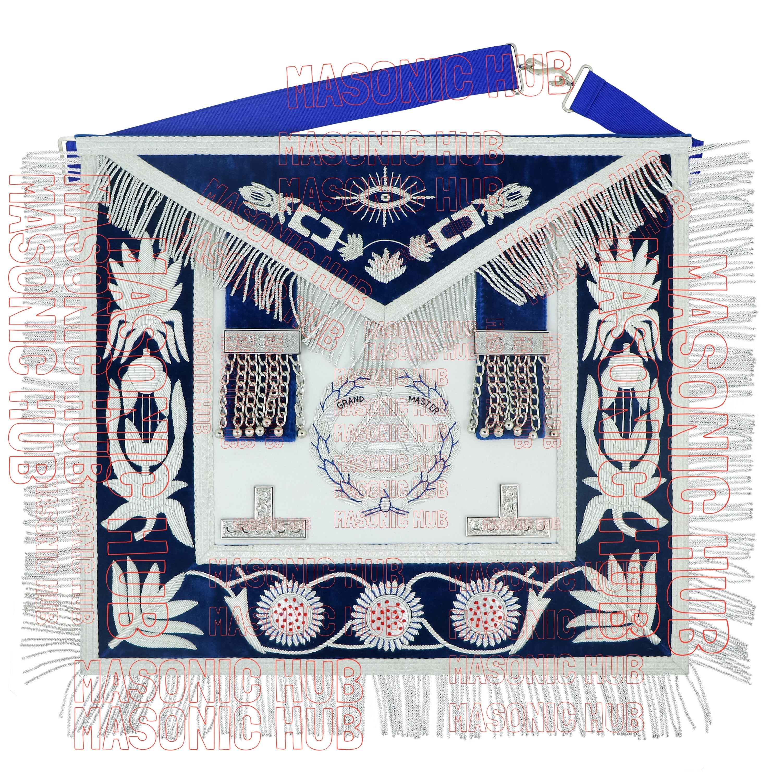 Masonic Grand Master Sheep Apron & Cuff w/ Compass & Square, Eye, Laurel Wreath My Store