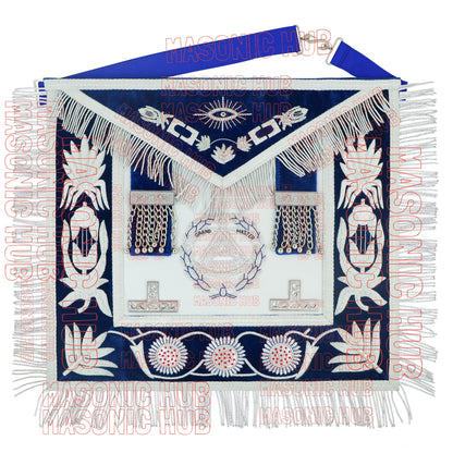 Masonic Grand Master Sheep Apron & Cuff w/ Compass & Square, Eye, Laurel Wreath