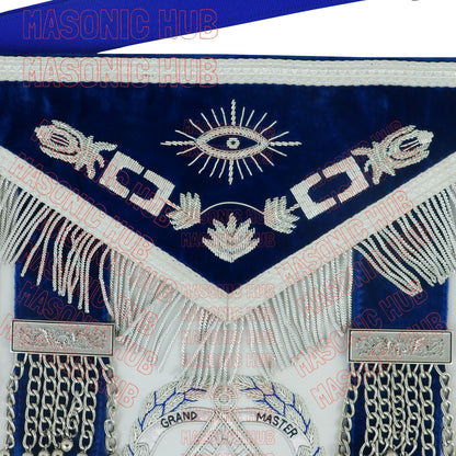 Masonic Grand Master Sheep Apron & Cuff w/ Compass & Square, Eye, Laurel Wreath