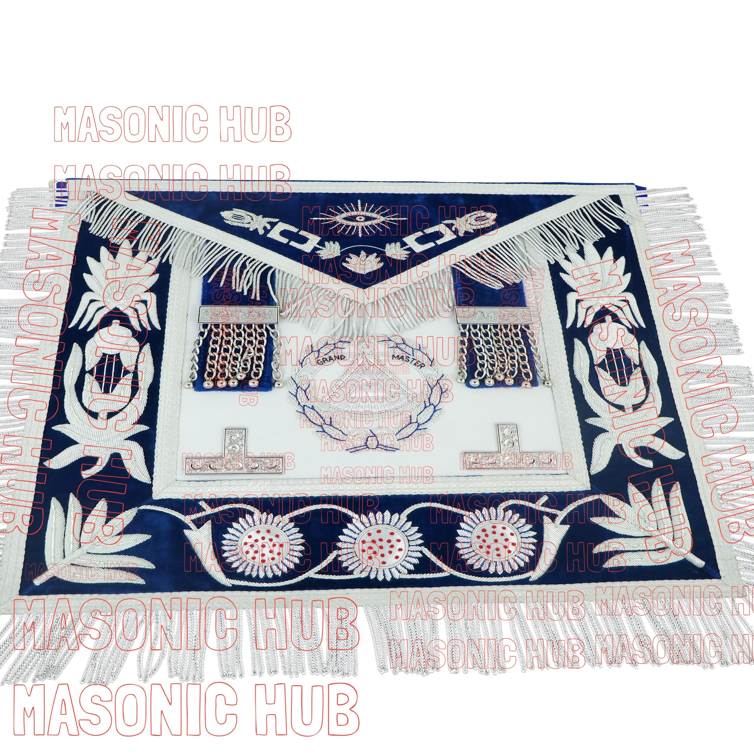 Masonic Grand Master Sheep Apron & Cuff w/ Compass & Square, Eye, Laurel Wreath My Store