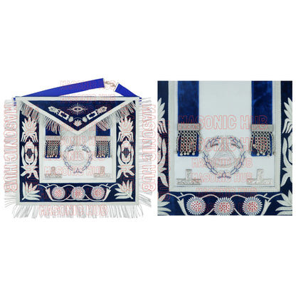 Masonic Grand Master Sheep Apron & Cuff w/ Compass & Square, Eye, Laurel Wreath