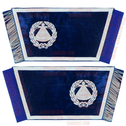 Masonic Grand Master Sheep Apron & Cuff w/ Compass & Square, Eye, Laurel Wreath