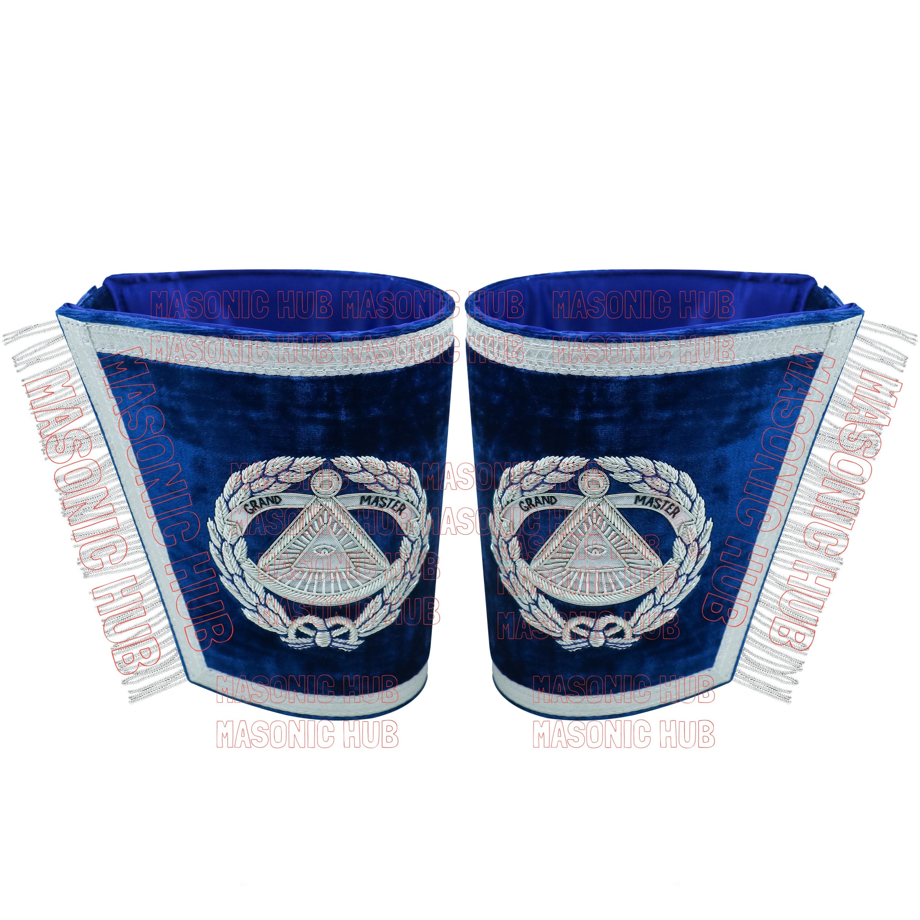 Handcrafted Masonic Regalia Grand Master Gauntlets Cuffs Embroidered with Fringe My Store
