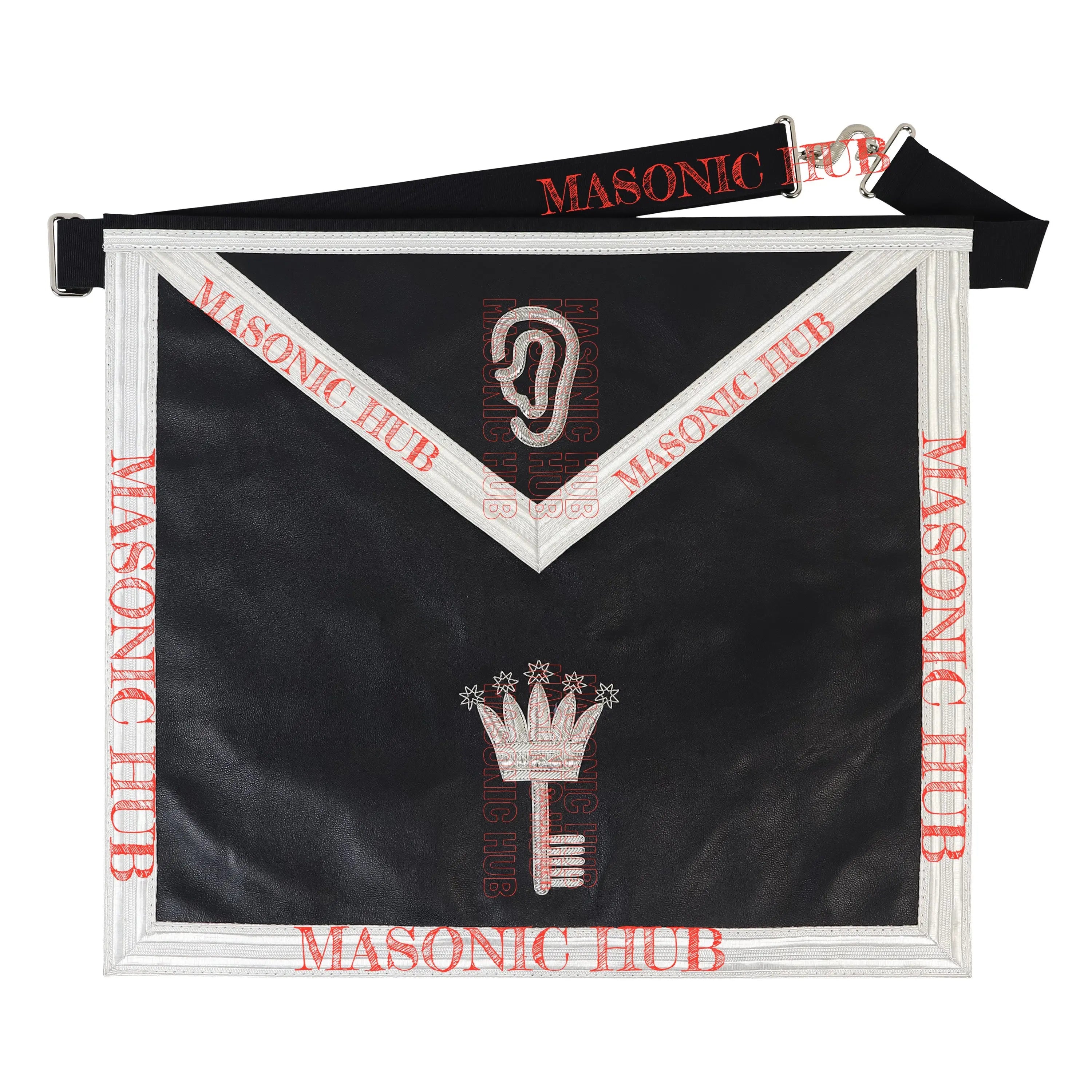 AMD Allied Masonic Degree Secret Monitor Apron - 100% Lambskin, Hand-Embroidered Freemason Regalia Masonic Hub