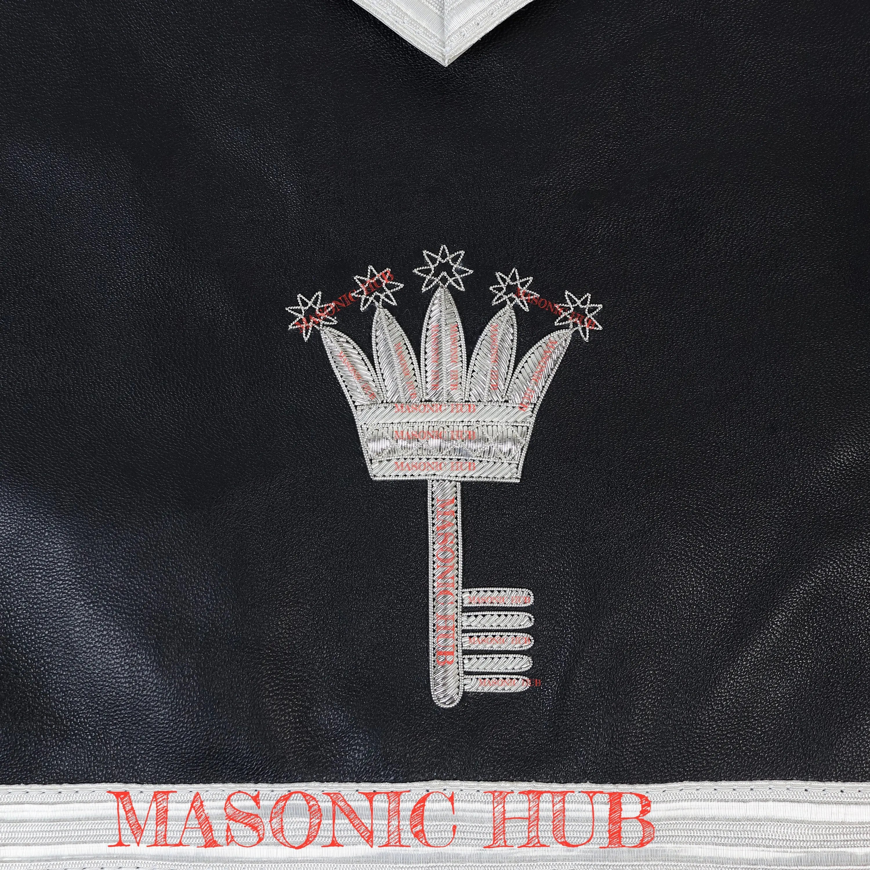 AMD Allied Masonic Degree Secret Monitor Apron - 100% Lambskin, Hand-Embroidered Freemason Regalia Masonic Hub