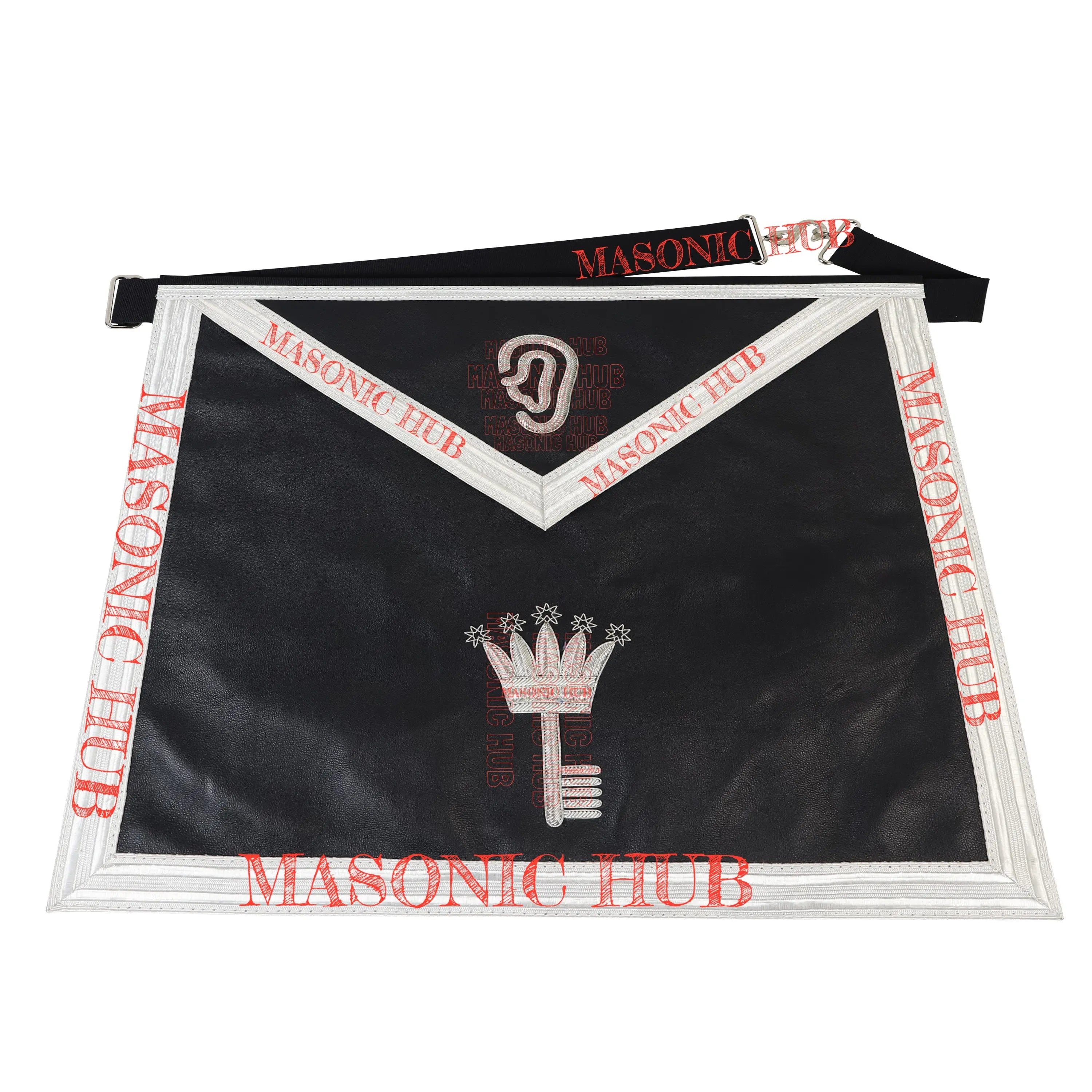 AMD Allied Masonic Degree Secret Monitor Apron - 100% Lambskin, Hand-Embroidered Freemason Regalia Masonic Hub