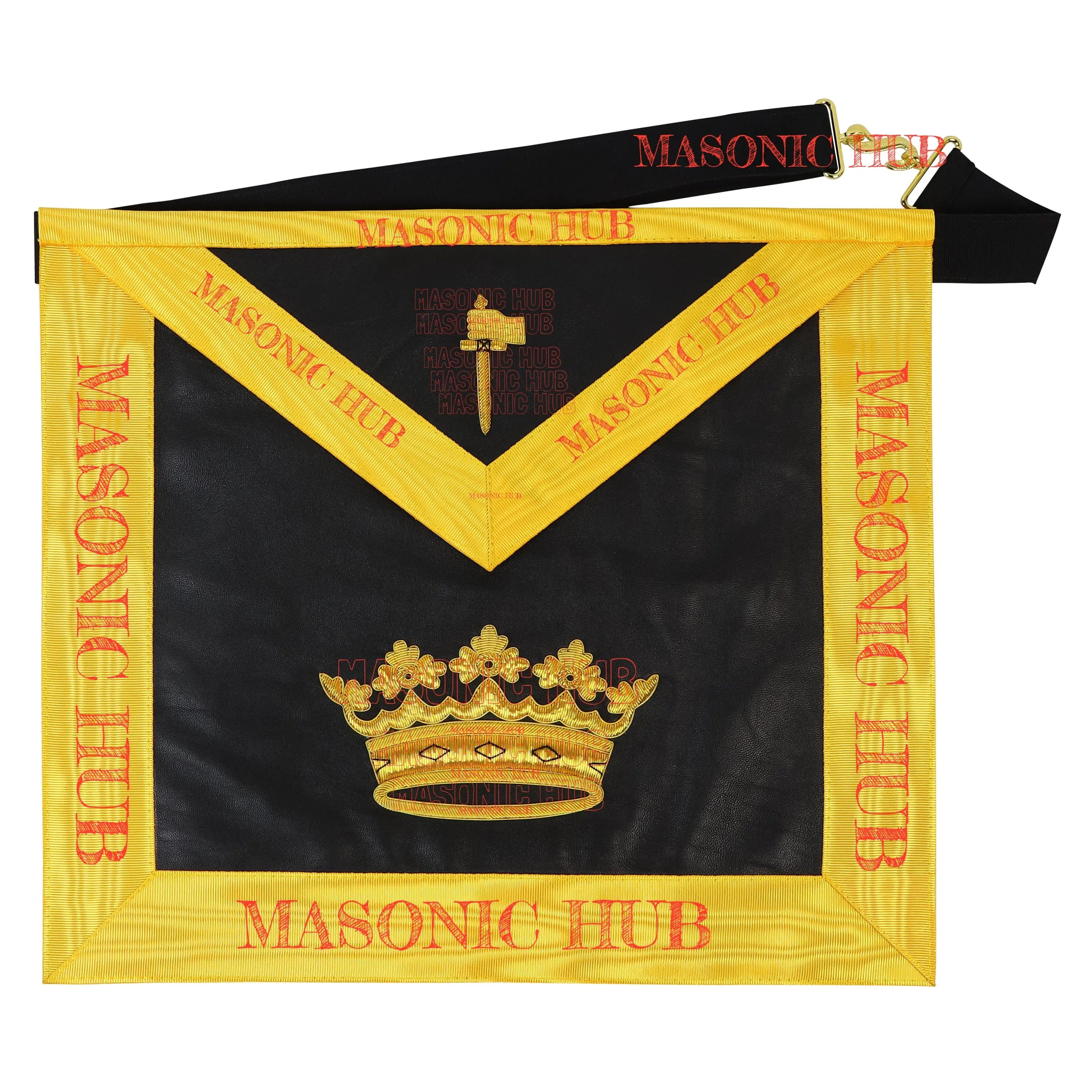 Grand Tiler of Solomon Masonic Apron - 100% Lambskin, Hand-Embroidered Gold Bullion AMD Regalia Masonic Hub