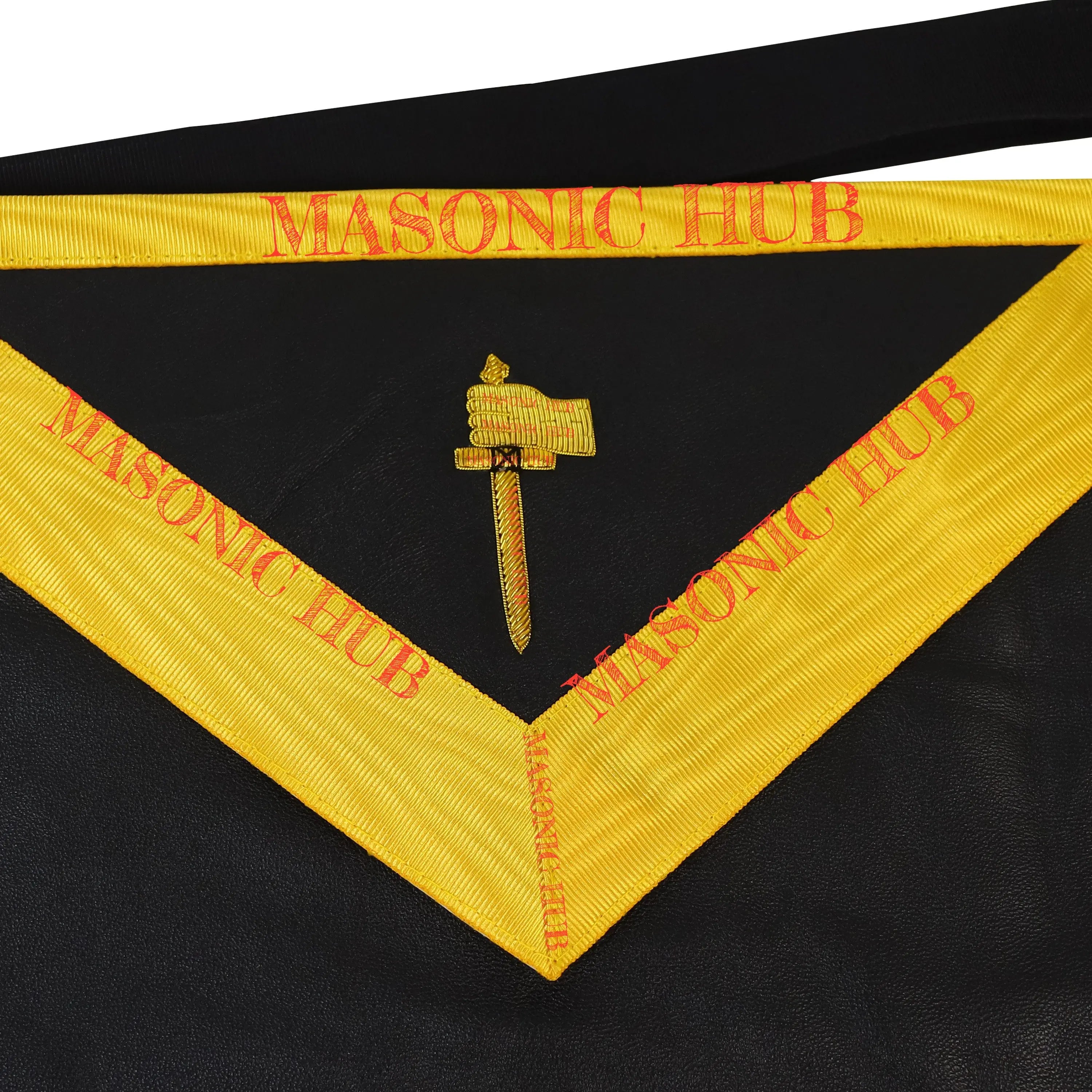 Grand Tiler of Solomon Masonic Apron - 100% Lambskin, Hand-Embroidered Gold Bullion AMD Regalia Masonic Hub