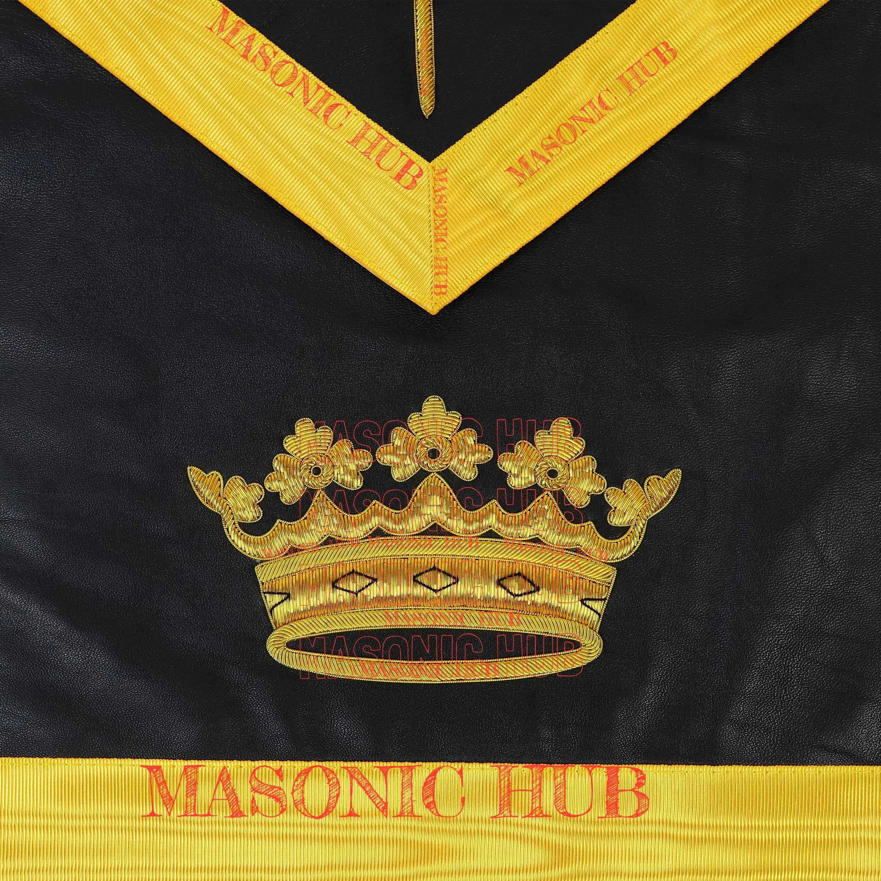 Grand Tiler of Solomon Masonic Apron - 100% Lambskin, Hand-Embroidered Gold Bullion AMD Regalia Masonic Hub