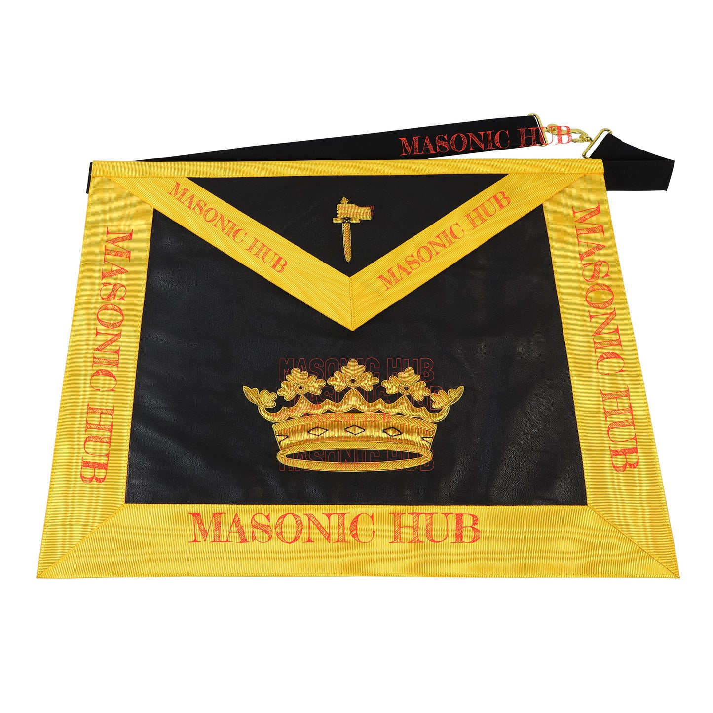 Grand Tiler of Solomon Masonic Apron - 100% Lambskin, Hand-Embroidered Gold Bullion AMD Regalia