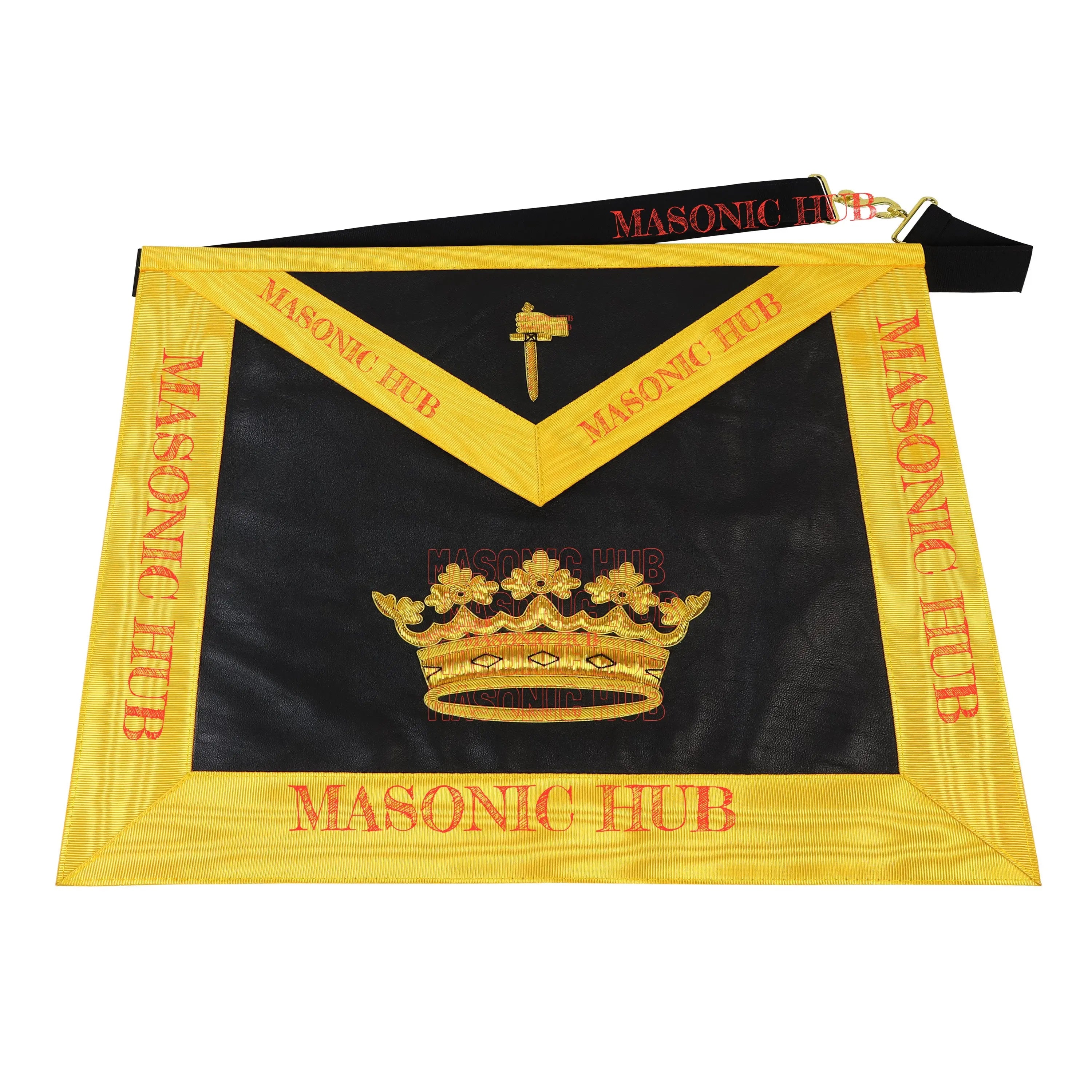 Grand Tiler of Solomon Masonic Apron - 100% Lambskin, Hand-Embroidered Gold Bullion AMD Regalia Masonic Hub