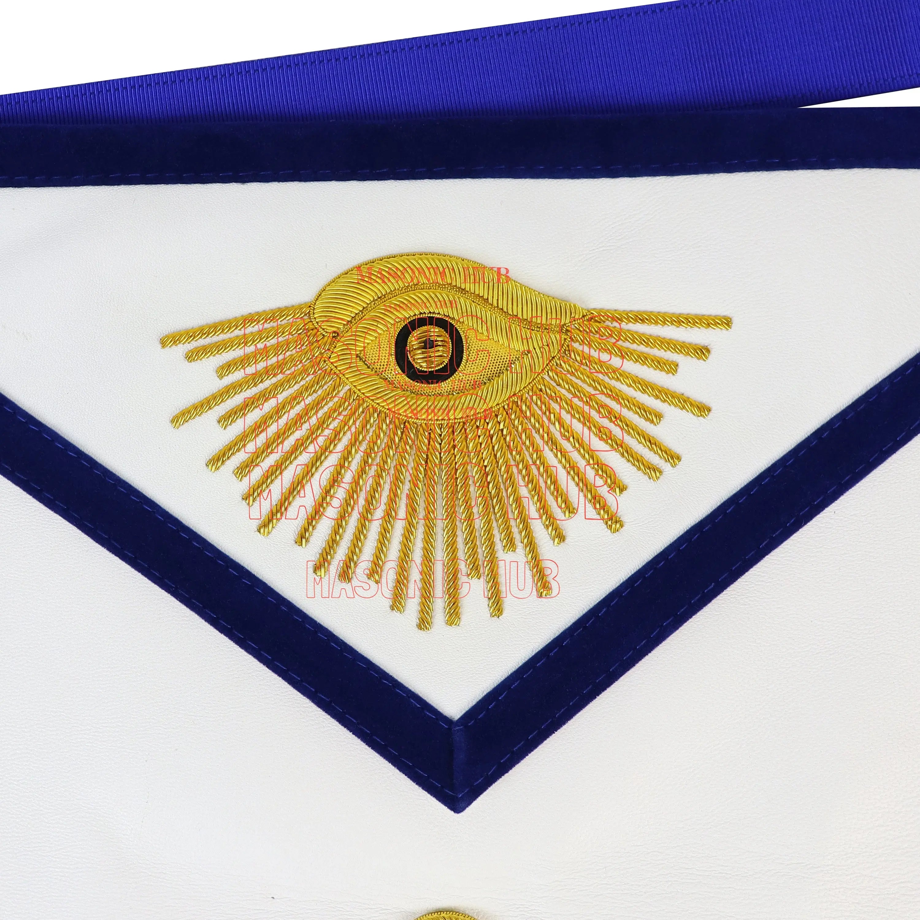 Paul Revere Jewel Past Master Masonic Apron – 100% Lambskin – Texas Regulation – Hand-Embroidered Gold Bullion – Blue Lodge Regalia Masonic Hub