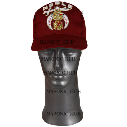 Shriner Noble Maroon Baseball Cap – Gold Tassel &amp; Rhinestone Embellishments