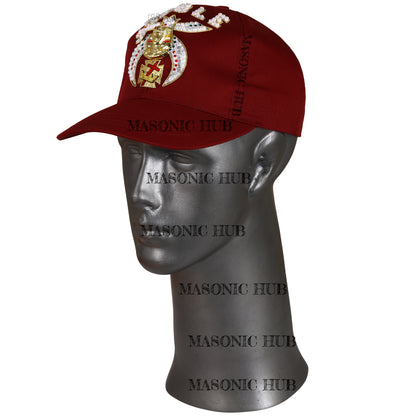 Shriner Noble Maroon Baseball Cap – Gold Tassel &amp; Rhinestone Embellishments
