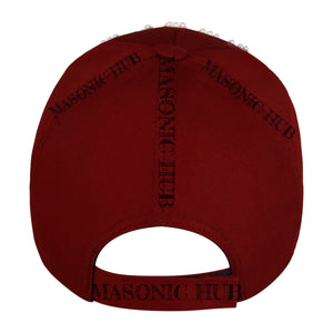 Shriner Noble Maroon Baseball Cap – Gold Tassel &amp; Rhinestone Embellishments Masonic Hub